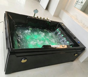 Bain à remous tout noir à <span class=keywords><strong>prix</strong></span> compétitif pour couple, avec cascade, LED, bulles, écran de contrôle et chauffage électrique - Product Image 1