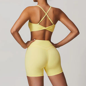 Yeni Fitness salonu setleri spor sutyen şort 2 parça egzersiz giyim kadın aktif giyim kıyafet Yoga seti - Product Image 3
