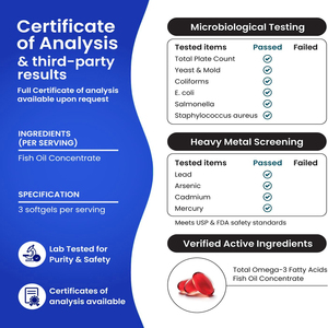 น้ำมันปลาโอเมก้า 3 และอีพีเอและดีเอชเอ คุณภาพสูง สำหรับแบรนด์ส่วนตัว ช่วยบำรุงหัวใจ สมอง การมองเห็น ภูมิคุ้มกัน ความจำ และสมาธิ ชนิดซอฟเจล - Product Image 5
