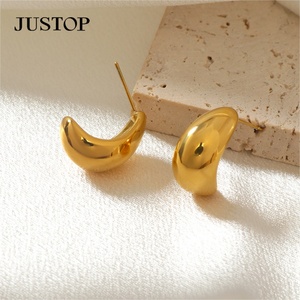 Aretes de Acero Inoxidable Chapados en Oro de 18K JUSTOP, Resistentes al Agua, Estilo Grueso, No se Deslustran, Joyería de Moda para Mujeres, Fiestas - Product Image 6