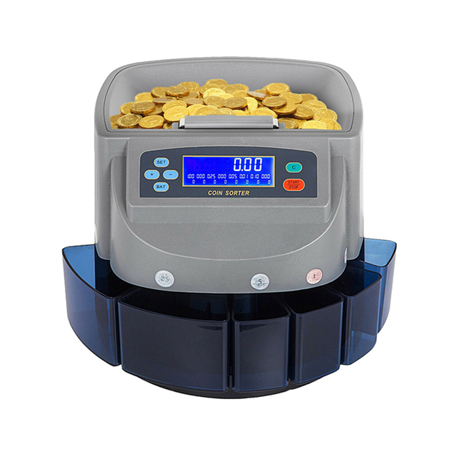 Factory Direct Supply High Accuracy Electronic Coin Counter & Sorter with LCD Display 500 Coin Hopper 1 Year Warranty