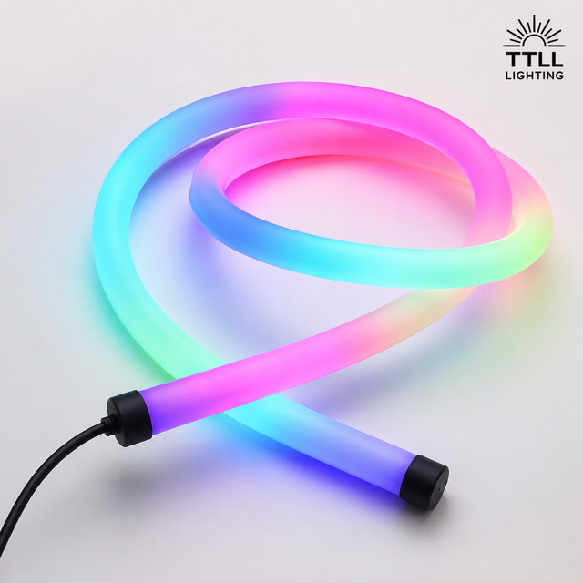 24V 360 Degree Round RGBW DMX512 LED Neon Tube Flexible Silicone Neon Flex for Architectural Art Sign Rope Light