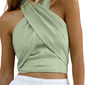 Women's <b>Top</b> <b>Tops</b> Sexy CrissCross Halter Sleeveless Wrap Front Backless Cami Crop <b>Top</b> Clubbing - Product Image 4