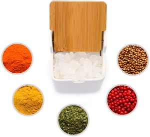 Bocaux de rangement pour épices en céramique hermétiques et écologiques avec couvercle en bambou et cuillère, capacité de 250 ml, compatibles lave-vaisselle/micro-ondes, pour café et thé - Product Image 6