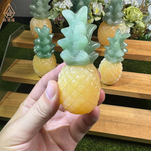 Kindfull Cristal fruit cristal naturel vert <span class=keywords><strong>aventurine</strong></span> et <span class=keywords><strong>jaune</strong></span> calcite ananas sculpture Pour La Décoration - Product Image 2