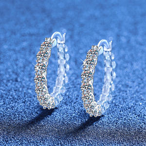 <span class=keywords><strong>Aros</strong></span> de lujo Sparking Full 3mm Moissanite pendientes 925 plata esterlina para mujeres Huggie boda compromiso joyería regalos - Product Image 3