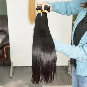32 34 36 38 40 Inch Raw Indian Straight Hair Weave,Peruvian 100% Human Hair Weft,Super Long Mink Brazilian Human Hair Bundle