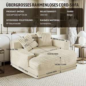 Living Room Bedroom Modular Large Floor <strong>Sofa</strong> Comfortable Mega <strong>Sofa</strong> Beige Big <strong>Cord</strong> <strong>Sofa</strong> for Gaming and Relaxation - Product Image 3