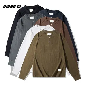 Basic Bamboo Cotton Solid Color Long Sleeve T-Shirt Plunger Sleeve