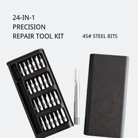 Jeu de tournevis de précision 24 en 1 magnétique 45 #   Embouts en acier pour outils de réparation de téléphones, ordinateurs portables et ordinateurs