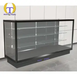 Manufacture Raw Supplier Aluminum Smoke Shop Display Cabinet High End Tempering Glass Showcase Counter With Led Light