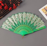 Abanico Plegable Español de Encaje Floral Vintage Personalizado, Abanico de Mano de Plástico para el Verano, Regalo de Cumpleaños para Niña, Regalo de Boda