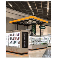 Kiosque de réparation de téléphone Étagères en verre pour comptoir Slatwall Blanc Noir et Orange Mall Accessoires de téléphone portable Kiosque