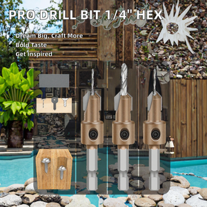 Punta da trapano svasata professionale con codolo esagonale da 1/4 di pollice, testa in lega, diametro 8 mm, lunghezza 80 mm, per viti da falegnameria - Product Image 3