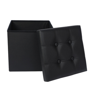 Puf Otomano Ajustável de Couro Preto Mais Vendido, Design Moderno, Dobrável, Ecológico, com Caixa de Armazenamento, Assento para Hall de Entrada, Oficina e Quarto - Product Image 1