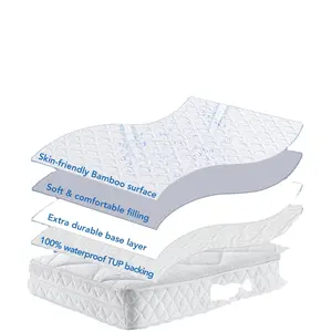 竹制冷却床垫保护器-防水贴合床单床垫套防过敏优质3D空气织物