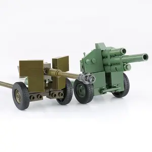 Ww2 Militaire Mini-Soldaat Figuur Legerwapen Hoge Granaat Anti-Tank Kanon Assemblage Model Bouwsteen Speelgoed