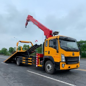 Sinotruk HOWO 4x2 <b>Flatbed</b> Recovery <b>Truck</b> with 6.3 Ton Crane Slidebed Wrecker Boom Crane Tow <b>Truck</b> - Product Image 2