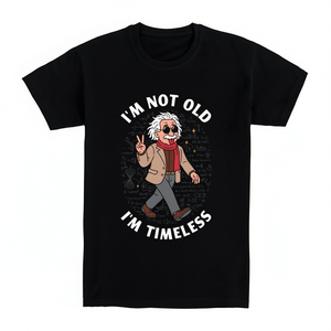 Camiseta I'm Timeless negra para hombre, camiseta promocional con diseño divertido de Einstein - Product Image 2