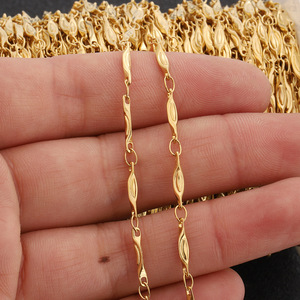 Gold Plated <b>Titanium</b> Steel Bamboo <b>Chain</b> 3D Ingot Shape For Necklace Making DIY Jewelry Findings H1625 - Product Image 2