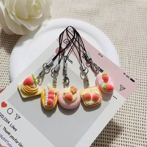 Pendentif gâteau dessin animé mignon en résine, breloque pour sac, cordon de suspension, porte-clés DIY - Product Image 2
