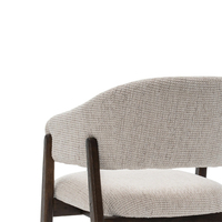 Fauteuil en bois de caoutchouc moderne, fauteuil en bois avec accoudoirs, fauteuil d'appoint en tissu de style mid-century pour salon