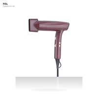 Sèche-cheveux pliable HSL - Moteur BLDC 1600W 110 000 tr/min à haute vitesse, protection thermique ionique, diffuseur/buses étroites/larges pour usage domestique