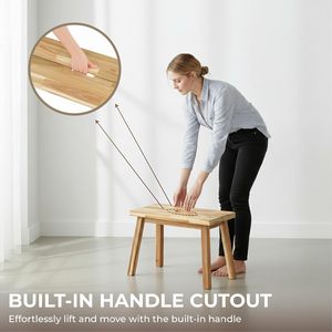 Banc multifonction en bois d'acacia, banc d'entrée, banc de maquillage, surface lisse, facile à nettoyer, pour la maison, la chambre à coucher, le salon - Product Image 1