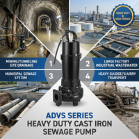 Pompa Air Limbah Sentrifugal Submersible Tugas Berat 1HP-5HP Berbahan Besi Cor dengan Sambungan Flens OEM ODM