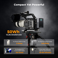 Baterai Kamera K&F Concept Pengisian Cepat 50Wh 3400mAh Mini V-Mount Baterai Kamera Digital dengan D-Tap, USB-C, USB-A untuk Kamera