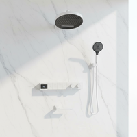 Ensemble de douche mural WEIHAO en laiton massif nickel brossé avec pommeau de pluie au plafond, douchette à main et bec de remplissage pour baignoire