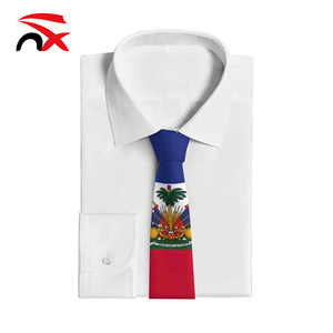Accessoire <span class=keywords><strong>de</strong></span> mode cadeau d'affaires Polyester <span class=keywords><strong>cravate</strong></span> 145*8cm doux lisse luxe <span class=keywords><strong>drapeau</strong></span> National haïtien <span class=keywords><strong>cravate</strong></span> pour hommes - Product Image 3