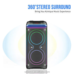 Enceinte Bluetooth portable double 8 pouces DR-8819 avec éclairage LED, pour fêtes en extérieur, sans fil, en plastique, avec fonction chant, alimentation CA/batterie - Product Image 3
