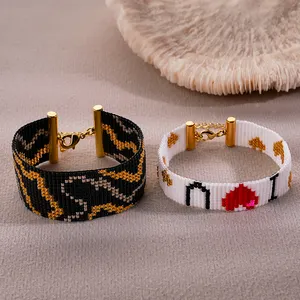 Fashion 2pc Romantic Heart Shape Choker Necklaces Bracelets Miyuki Beads Jewelry Sets For Women