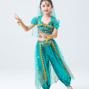 Costume de danse du ventre à paillettes Costume de danse indienne Halloween Wear Carnaval Sets Princess <span class=keywords><strong>Jasmine</strong></span> Performance Outfits - Product Image 2