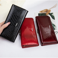 Portefeuille pour femme en cuir véritable, nouveau style printemps, longue pochette, sac à main tendance, petit sac, motif crocodile, simplicité urbaine