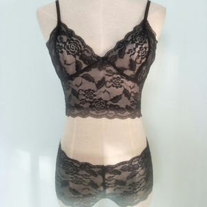 Venta al por mayor de ropa interior de encaje transparente Lencería Sexy caliente transparente mujeres maduras 5xl Sexy negro conjuntos de lencería 2 piezas cuello en V sujetador fotos - Product Image 5