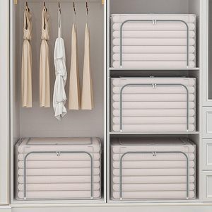 ถังเก็บผ้าพีวีซีใสกันน้ำพับได้พร้อมฝาปิด66L กล่องเก็บของพับได้ระบบจัดระเบียบตู้เสื้อผ้า - Product Image 4