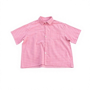Custom Logo Summer t <b>Shirts</b> Casual Plaid <b>Shirt</b> Oversized Boxy Fit <b>Button</b> <b>up</b> <b>Shirts</b> for Men - Product Image 4