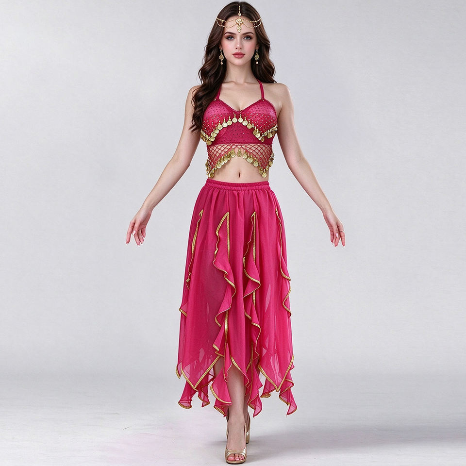 Royal Stage Performance Royal Blue Belly Dance Skirt Ruffle Split Oriental Dance Costume Maxi ...