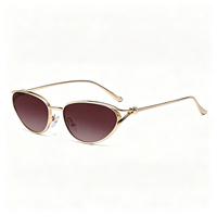 Kacamata Hitam Wanita Vintage Cat Eye Metal 2026 dengan Hiasan Simpul pada Tangkai, Lensa Gradasi, Proteksi UV, Fashion Shades Grosir Logo Kustom