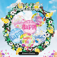 Balon Foil Aluminium Biru Pink 18-inci Kemasan Individual Grosir untuk Pesta Ulang Tahun, Hari Valentine, Tahun Baru