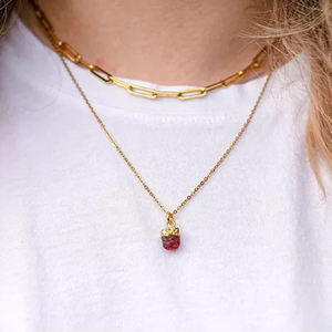 Nueva joyería de cristal para mujer, colgante de piedra natal de piedra preciosa cruda chapada en oro, collar de piedra natal cruda de piedra natural - Product Image 3