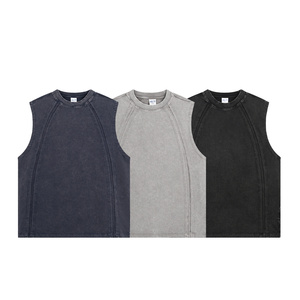 Débardeur Homme Oversize Personnalisé Imprimé DTG Effet Délavé 275 g/m² Batik Rétro Patchwork Bords Frangés Décontracté Sans Manches Streetwear - Product Image 1