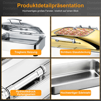 Speisenwärmer Kommerzieller Edelstahl Catering Buffet Heizset Hotel Elektrische Restaurant Chafing Dishes Umweltfreundlich 6-10L