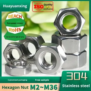 Écrou hexagonal en acier inoxydable 304 de grade 6.8, écrou de blocage à tête hexagonale M5/M6/M8/M10, connecteurs de fixation, marque Huayuanxing - Product Image 5