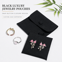 Boîte cadeau de luxe noire Jingda personnalisée avec logo pour bijoux (bague, collier, bracelet, boucles d'oreilles) avec pochette en velours