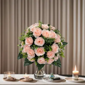 PH-014-2 New Yiwu Table Diy Fancy Romantic Flower Balls Pink Rose Plant Table Flower For Wedding Road Guide