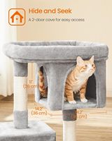 Arbre à chat Gain à double niveau avec 2 grottes, tunnel, griffoir et grande perchoir pour usage intérieur toutes saisons