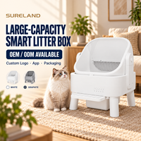 Bac à litière pour chat électrique intelligent entièrement automatique avec design anti-éclaboussures, fonction autonettoyante, nettoyage facile, forme carrée